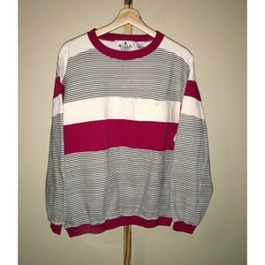SAC Sport Club Men's Striped Long Sleeve Crewneck Sweatshirt Pocket Size M
